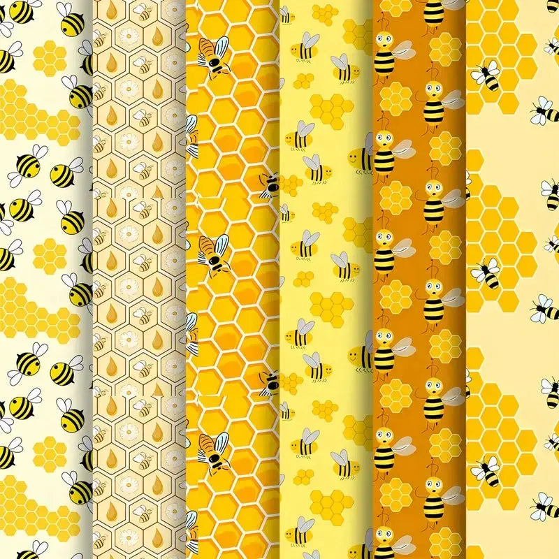 Stoff til beeswax wraps med biemønster