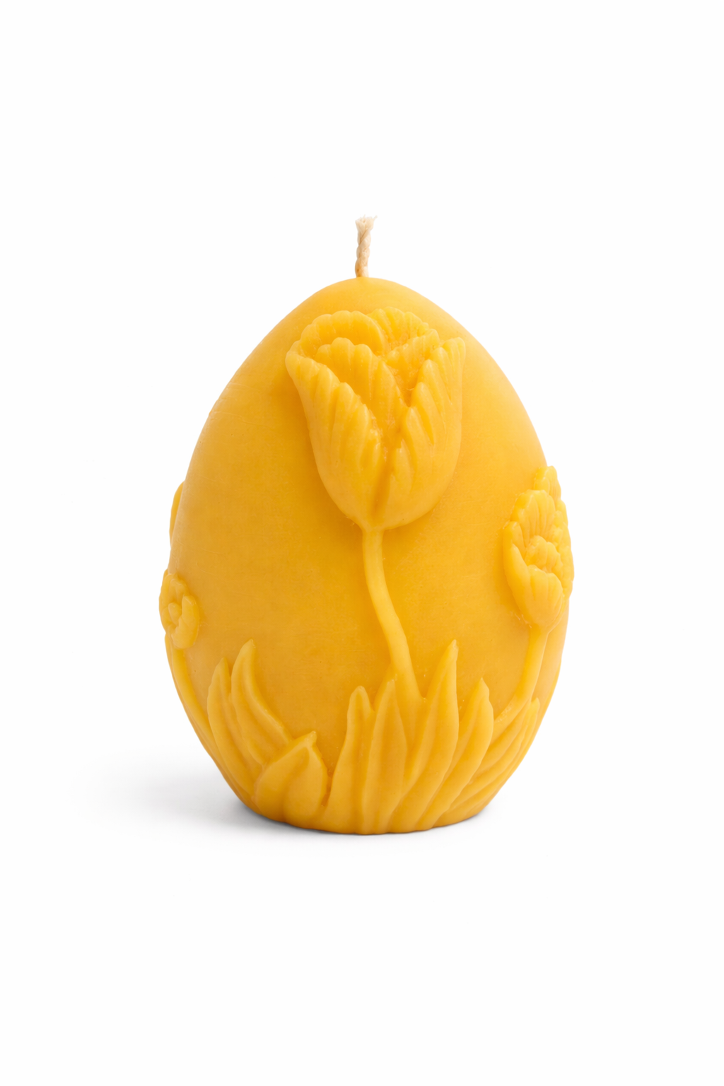Egglys i bivoks med tulipandekor – sidevisning