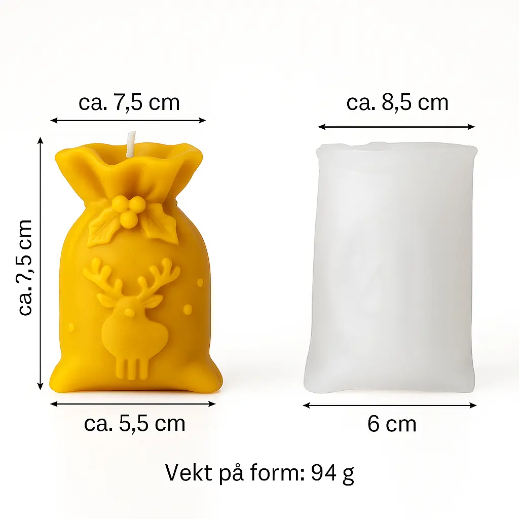 Form til bivokslys – julepose med reinsdyrmotiv BIELYS.NO